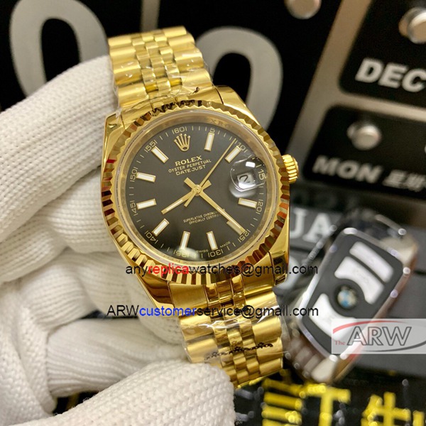 Replica Yellow Gold Black Face Rolex Datejust Watch 36mm Replica Yellow Gold Black Face Rolex Datejust Watch 36mm